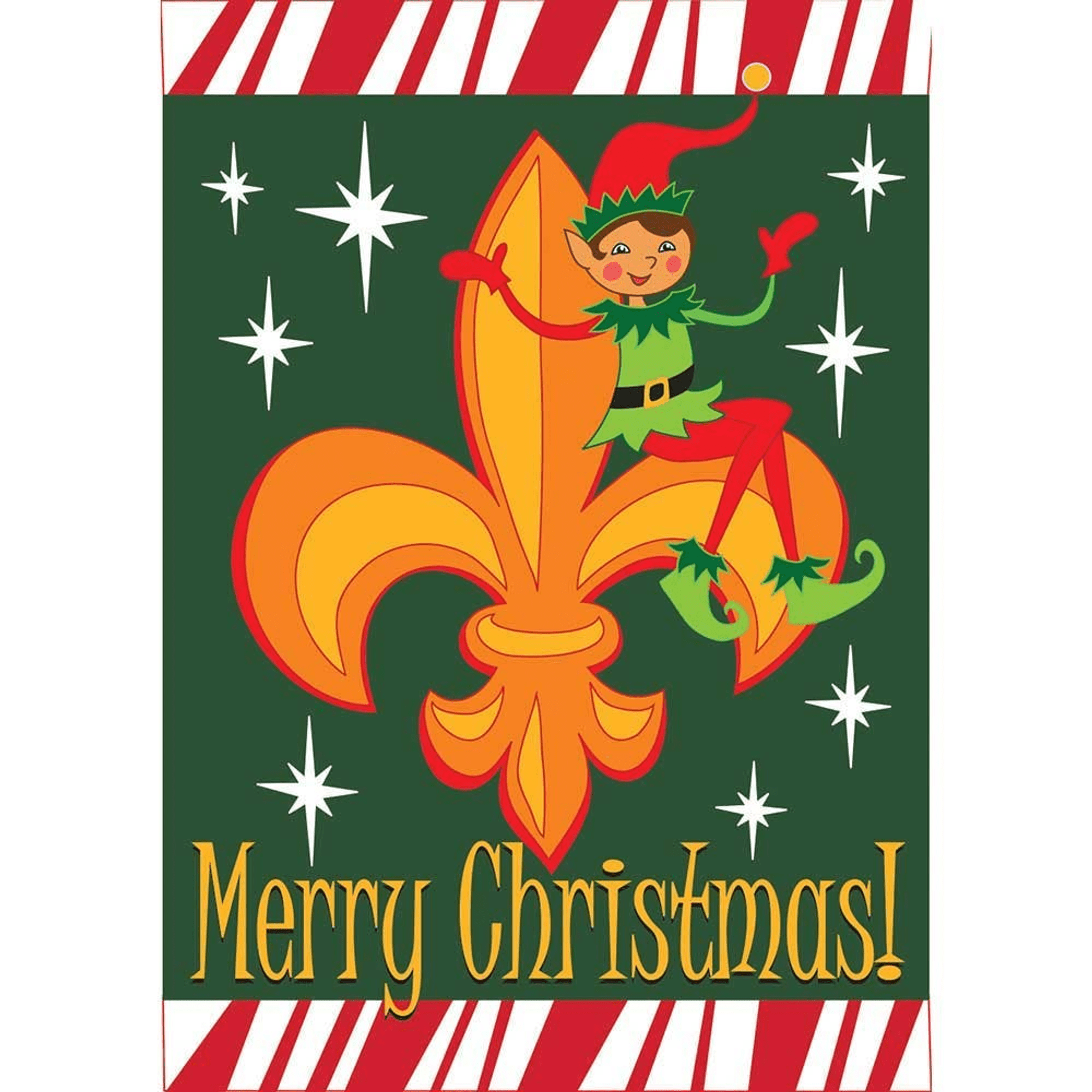 Magnolia Gardens 127 29 x 42 in. Christmas Elf with Fleur De Lis Double Applique Garden Flag - Large