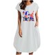 thumbnail image 1 of Vestido suelto informal de manga corta con bolsillo y cuello redondo con estampado del Día de la Independencia de algodón y lino de verano para mujer Fridja  qw3562, 1 of 4