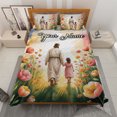 thumbnail image 2 of Personalized Jesus and Little Girl Walking The Path Quilt Bedding Set – Custom Name Christian Quilt Blanket & Pillowcases, Faith Bedroom Decor, Inspirational Religious Gift for Believers, 2 of 9