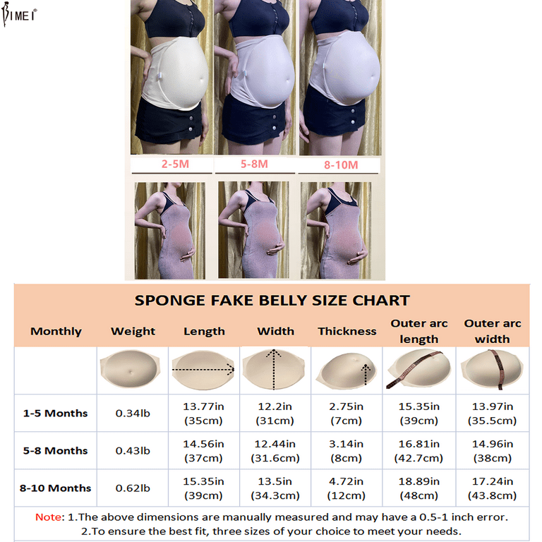 BIMEI Fake Pregnancy Sponge Belly with Seamless Waistband for Movie TV  Series Props Spoof Costume Cosplay Actor Performance Women's Novelty  Pregnant Belly Costume Accessory，Beige，S(2-4 months) 