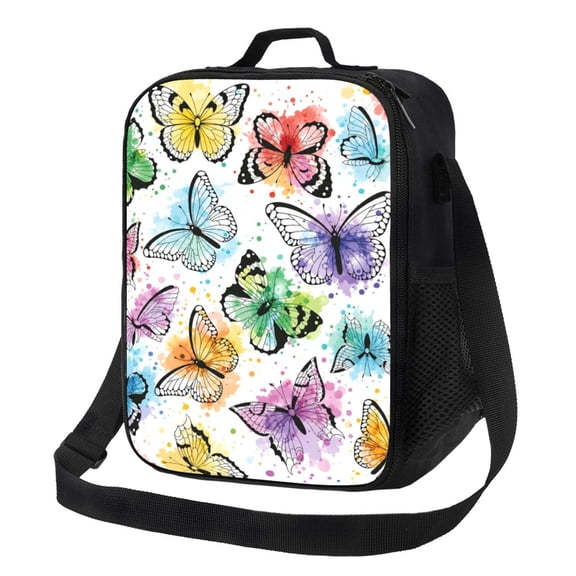 Butterfly Lunch Bag Insulated Thermal Lunch Box with Shoulder Strap & Handle for Women and Men