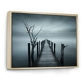 thumbnail image 2 of Designart "Monochromatic Black And Grey Pier Horizon" Coastal Pier Floater Framed Wall Art Prints, 2 of 5