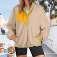 thumbnail image 2 of Towmus Sweatshirt for Women Plus Size Fuzzy Fleece Jacket Color Block Button Long Sleeve Pullover Casual Sweatshirts Tops, 2 of 6