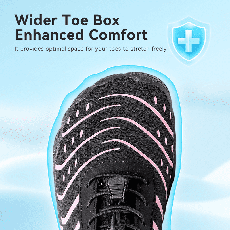 Stepedia Barefoot Water Shoes Women Wide Toe Box Barefoot Shoes for Exercise Hiking Boating Swimming, Black Pink