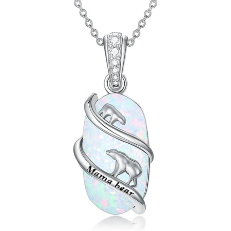 JKR Opal Bear/Panda/Cat/Koala/Sloth/Cardinal/Unicorn Necklace 925 Sterling Silver Opal Animal Pendant Jewelry Birthday Gifts Women Her