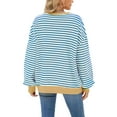 thumbnail image 3 of Deago Women Oversized Striped Color Block Long Sleeve Crew Neck Sweatshirt Casual Loose Pullover Y2K Shirt Top, 3 of 8