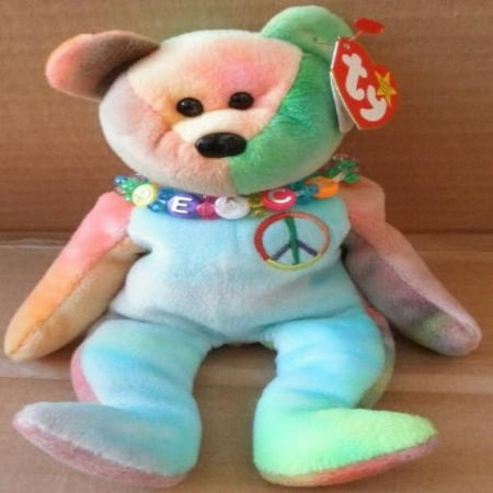 Tori Spelling Necklace - TY Beanie Babies Peace the Bear Plush Toy Stuffed Animal with Beaded Necklace