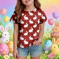 thumbnail image 2 of Hessimy Girls Lace Short Sleeve T Shirts Kids Summer Crewneck Tunic Tops Curved Hem(Wine,6-7 Years), 2 of 6