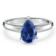thumbnail image 3 of Gem Stone King 10K White Gold Blue Created Sapphire Engagement Ring for Women | 1.11 Cttw | Pear Shape 8X5MM | Gemstone September Birthstone | Size 5, 3 of 6