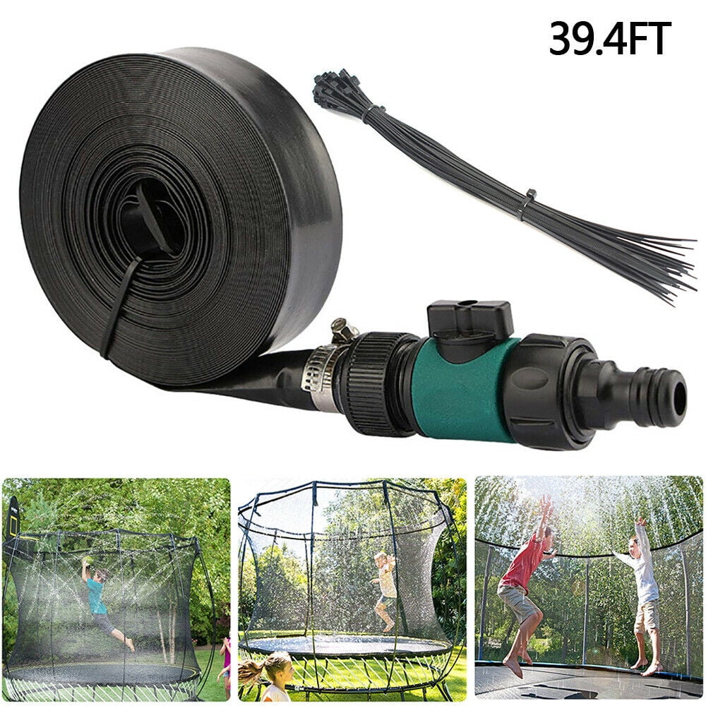 39/49ft Trampoline Waterpark Sprinkler Hose, Outdoor Water Game Toys Accessories Durable and Easily Install  - Made to Attach On Safety Net Enclosure - for Boys & Girls and Adults
