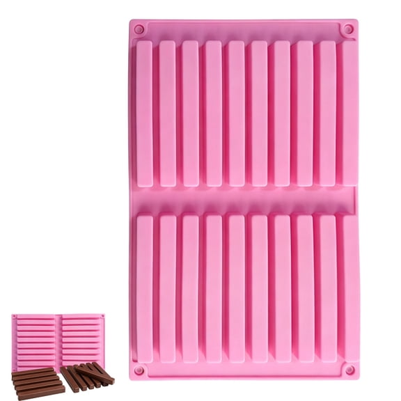 SHISHIan Chocolate Fry Mold, Silicone Stick Candy Bar Mold for Baking and DIY, Flexible Silicone Stick Mold for Chocolate Bars, 20 Bars Strips Biscuit Candy Molds for Biscuits, Ice Sticks