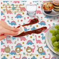thumbnail image 6 of Dinosaur and Floral White Pattern Round Tablecloth 70"x70", Wrinkle Resistant Wipeable Table Cover for Kitchen Dining Room Picnic Patio and Party, 6 of 6