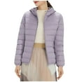 thumbnail image 1 of FAIWAD Long Puffer Lightweight Coat for Womens Button Round Neck Long Sleeve Down Outwearwith Pockets, 1 of 7