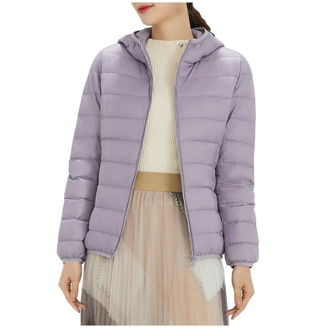 FAIWAD Long Puffer Lightweight Coat for Womens Button Round Neck Long Sleeve Down Outwearwith Pockets