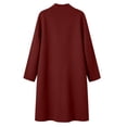 thumbnail image 6 of cocolona Trench Coat for Women Open Front Long Sleeve Solid Color Long Jacket Notch Lapel Lined Fall Winter Wool Coat with Pockets, 6 of 7