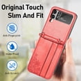 thumbnail image 3 of Crossbody Wallet Case Compatible with Samsung Galaxy Z Flip 4 with Lanyard Leather Shockproof Girly Case-Red, 3 of 6
