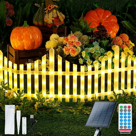 Luces solares para jardín Hopolon, paquete de 4, 144 LED, color blanco