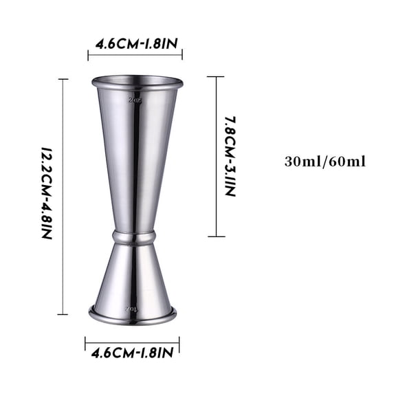 3 PCS Of 304 Stainless Steel Ounce Glass Wine Measurer Double Cocktail Glass 30/60ML
