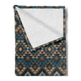 thumbnail image 2 of Ethnic Soft Flannel Fleece Throw Blanket, Knitted Jacquard Illustration Texture Image Geometric Style, Cozy Plush for Indoor and Outdoor Use, 50" x 70", Brown and Dark Blue, by Ambesonne, 2 of 5