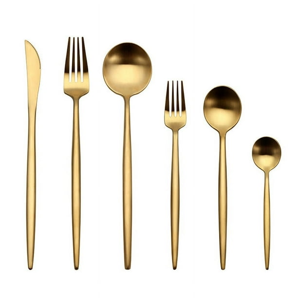 Juego de cubiertos moderno de acero inoxidable, juego de cubiertos cepillados, juego de utensilios con acabado satinado, cocina casera y restaurante