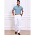 thumbnail image 2 of DARING DIVA Men's Knitted Ribbed Hem Short Sleeve Textured Golf Shirts S Light Blue, 2 of 7