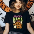 thumbnail image 3 of Spooky Mama Ghost Pumpkin Witch Hat Halloween Graphic T-Shirt, White, Size S, 3 of 6