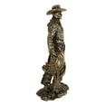 thumbnail image 3 of Old World Rustic Western Cowboy Holding Horse Saddle and Rifle Gun Statue 12"H, 3 of 9