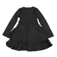 thumbnail image 1 of Vestido informal de manga larga con escote en V para mujer, vestido corto de verano a la moda con dobladillo con volantes, vestido de mujer de manga larga para fiesta diaria, banquete, negro M, 1 of 15