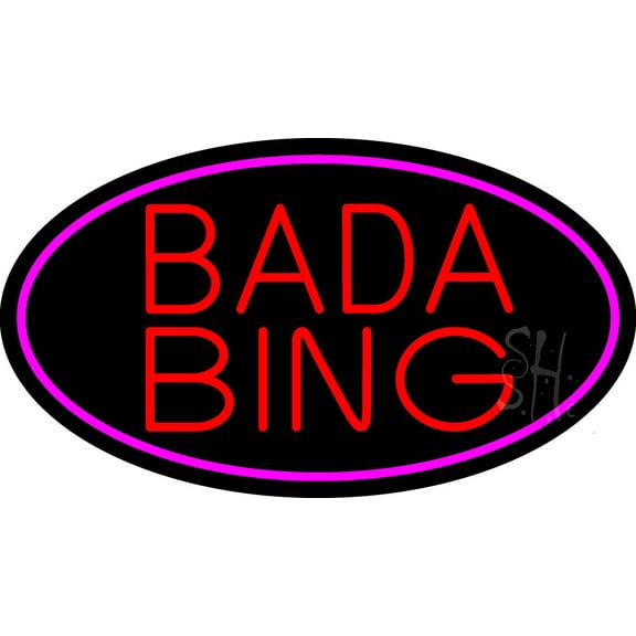 Red Bada Bing With Pink Border Club LED Neon Sign 20" Tall x 37" Wide - inches Black Square Cut Acrylic Backing, with Dimmer - Premium built indoor Sign for Strip Club, Dance club, Décor, Bar.