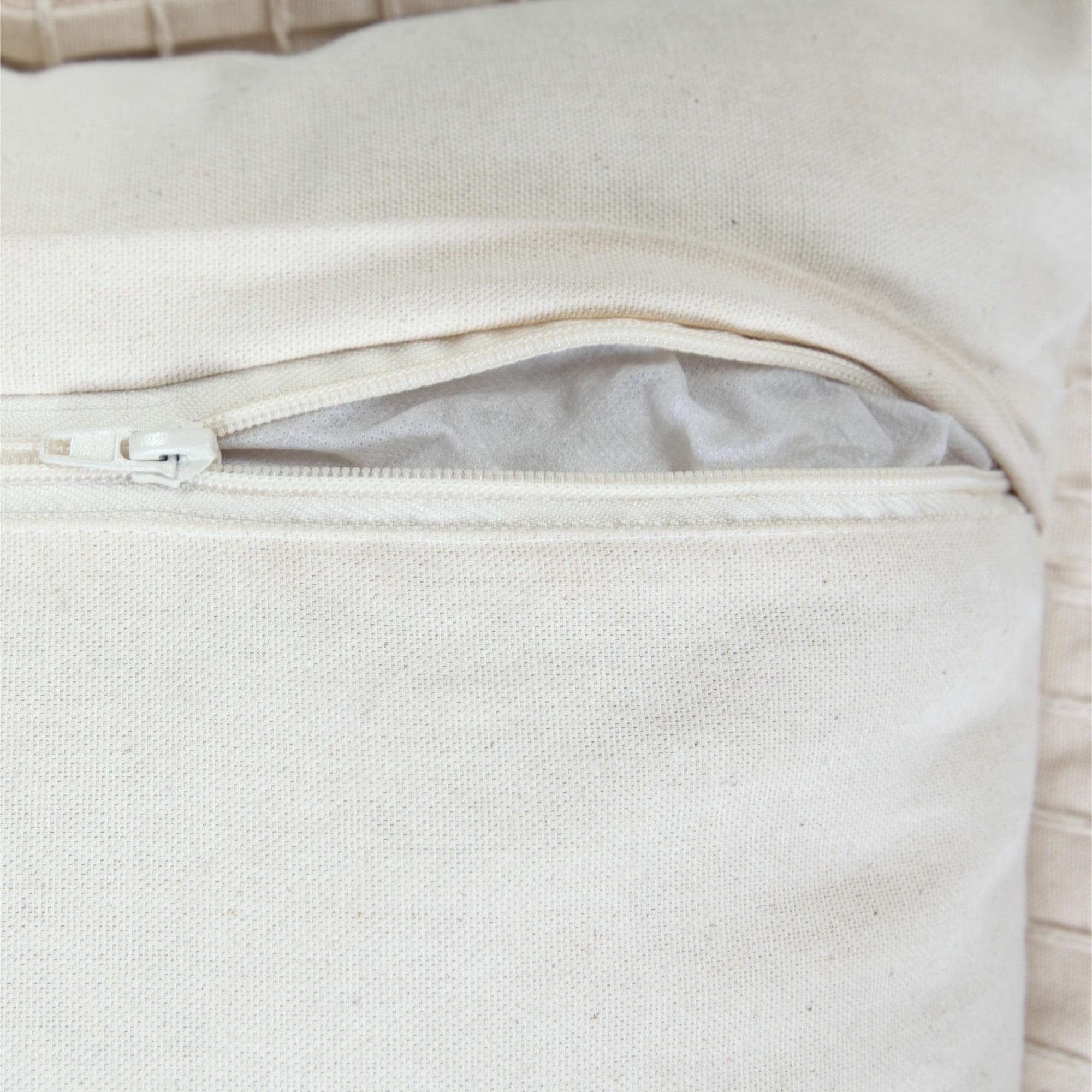 Laddha Home Designs Handwoven Solid Embroidered Cotton Throw Pillow Cover - 20" - Beige