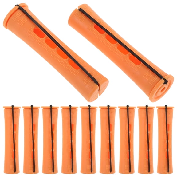 Soimiss 30Pcs Orange Perm Hair Curlers Plastic Rods for Effortless Wavy Hairstyles