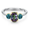 thumbnail image 3 of Gem Stone King 10K Two Tone Gold Green Mystic Topaz and London Blue Topaz Engagement Ring for Women | 2.24 Cttw | Oval 8X6MM | Gemstone November Birthstone | Size 5, 3 of 6