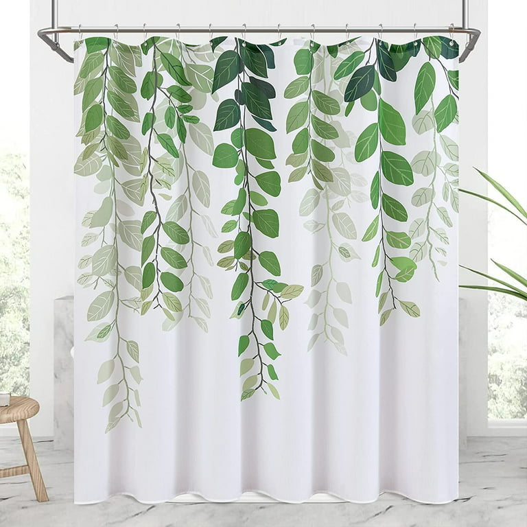 Green Eucalyptus Shower Curtain Spring Summer Watercolor Leaves Shower Curtain Set Vines Botanical Shower Curtain Garden Plants Natural Shower Curtain