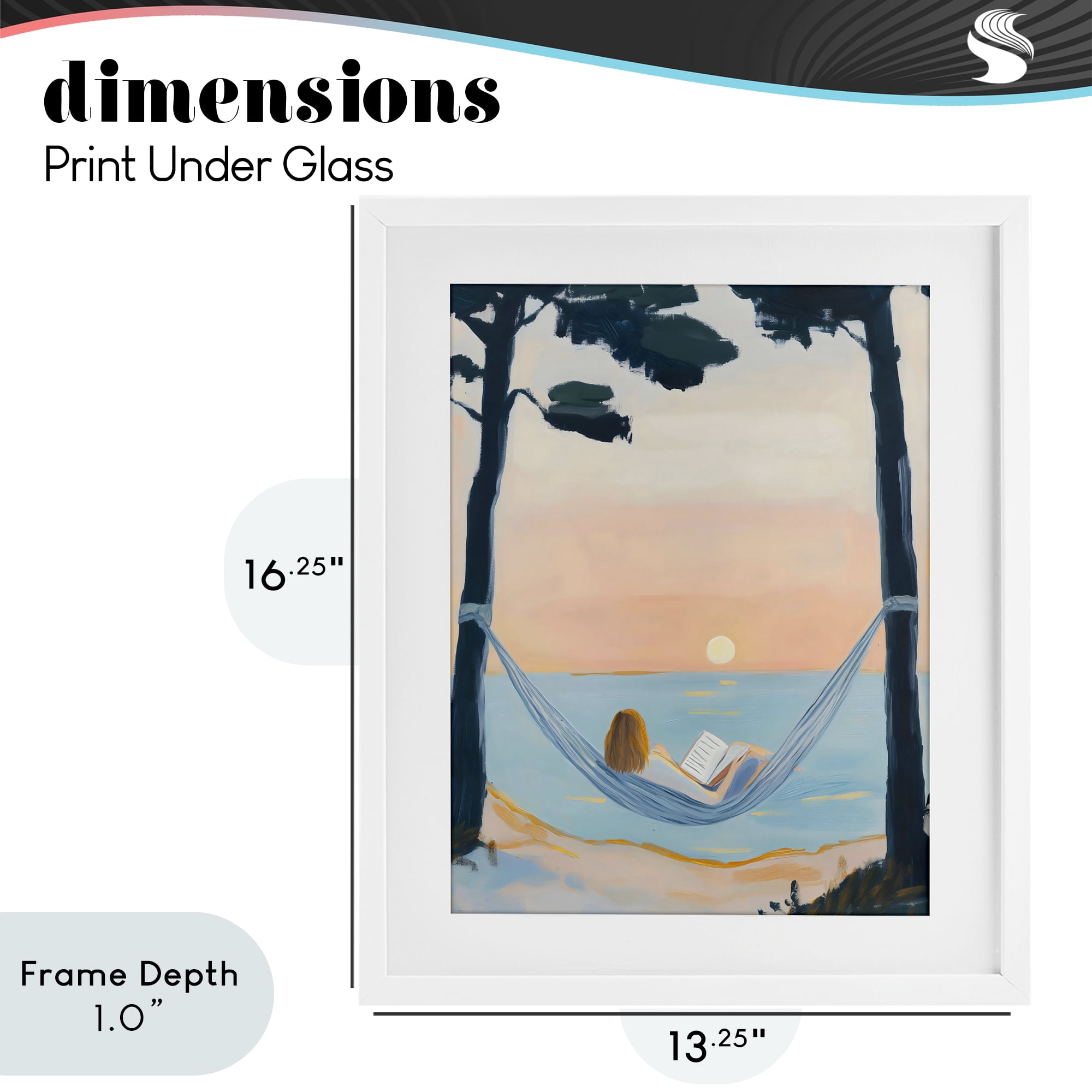 Stupell Industries Reading At Sunset in Hammock White Framed Print Under Glass, design by The Prints Vibe