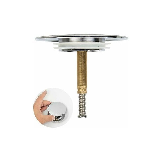 Tapón de baño, 70 mm, con doble sello, altura ajustable, tapón de baño universal, grifo de lavabo, latón endurecido con acabado cromado, drenaje de baño a prueba de herrumbre