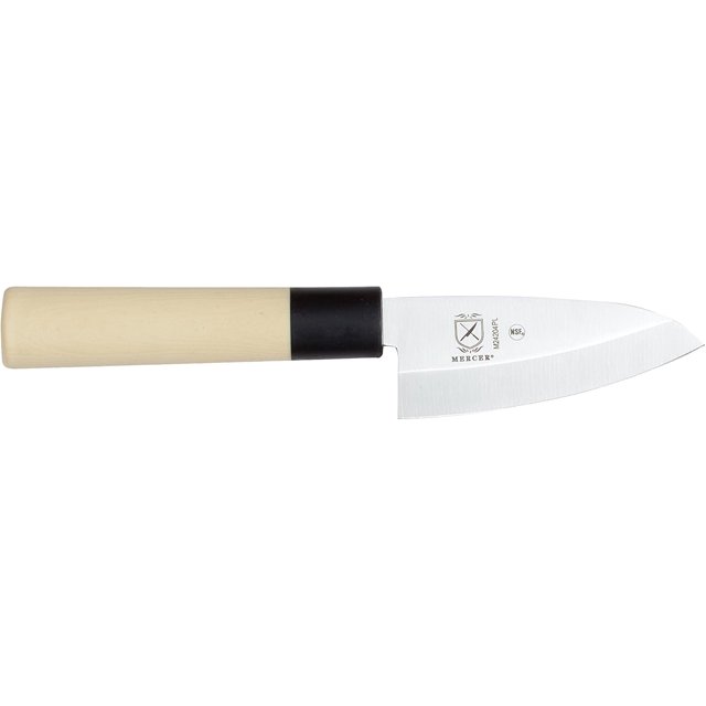 Mercer Culinary 4-Inch Deba Utility Knife, 10cm, Rubber Handle