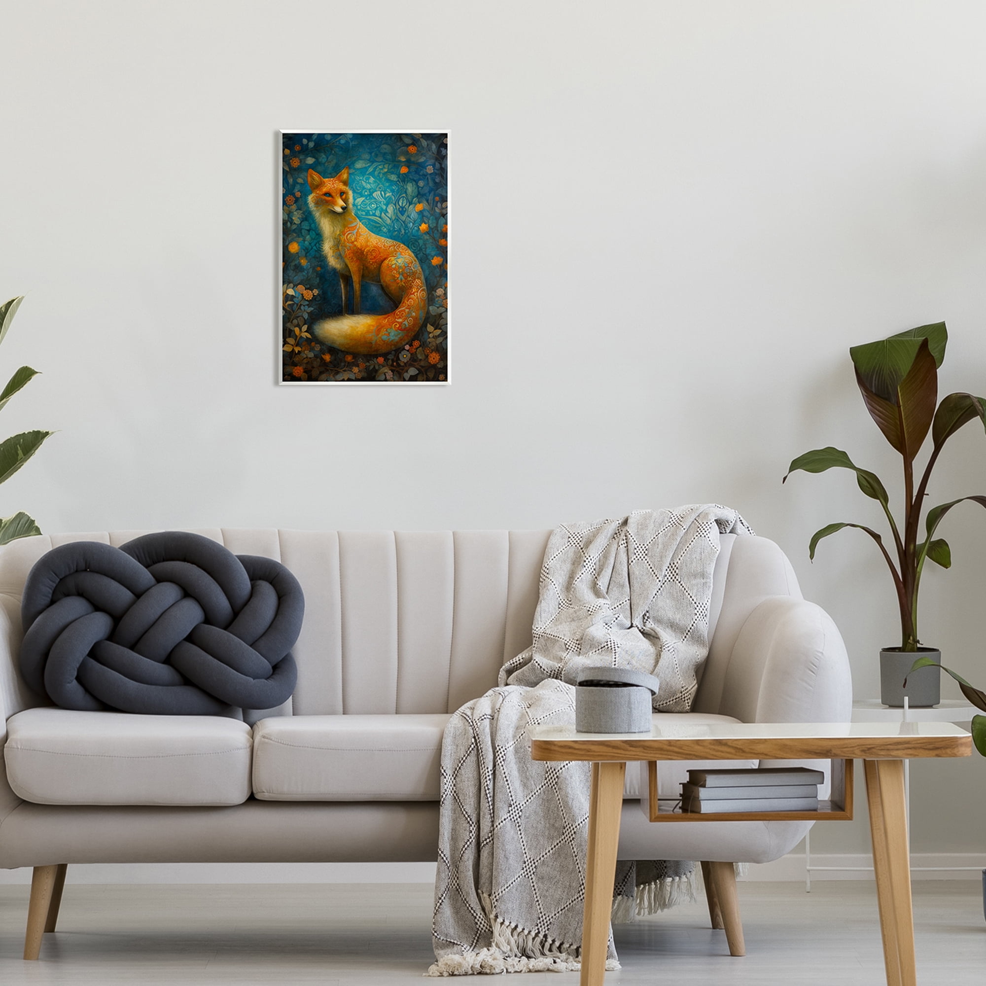 Stupell Industries Patterned Forest Fox Animals & Insects Painting Unframed Art Print Wall Art, 13 x 19