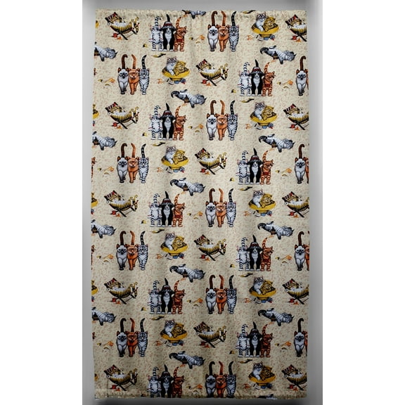 Beach Cats French Door Curtain Panel with Tie Back (Unlined)