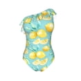 thumbnail image 4 of Yiaed Yellow Lemon Print Women One Piece Swimsuits Tummy Control One Shoulder Bathing Suits Pattern Ruffle Swimwear-Large, 4 of 8