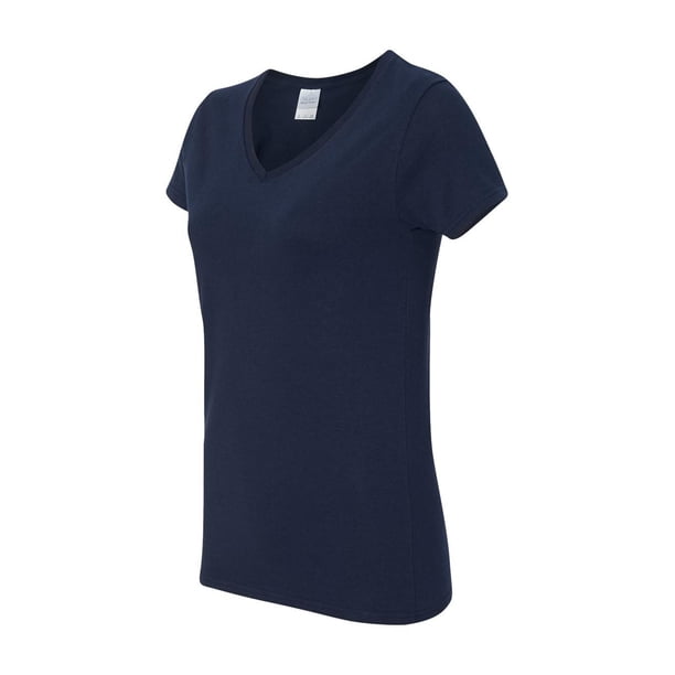 Gildan - Heavy Cotton Women’s V-Neck T-Shirt - 5V00L - Navy - Size: XL ...