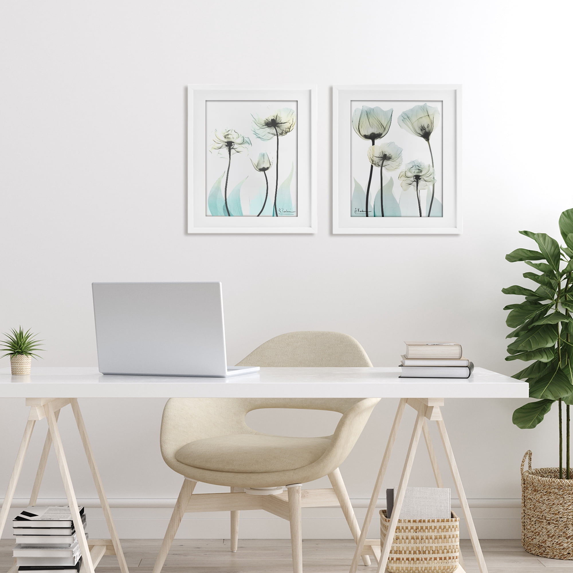 Stupell Industries Luxury Of Creation Flowers 2 Piece White Framed Print Under Glass Set, design by Albert Koetsier