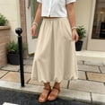thumbnail image 2 of Zpanxa Girls Summer Clothes Kids Girls Skirt Casual Midi A-Line Plain Side Pocket Elastic High Waist Flowy Hem Skirts Beige 5 Years, 2 of 9