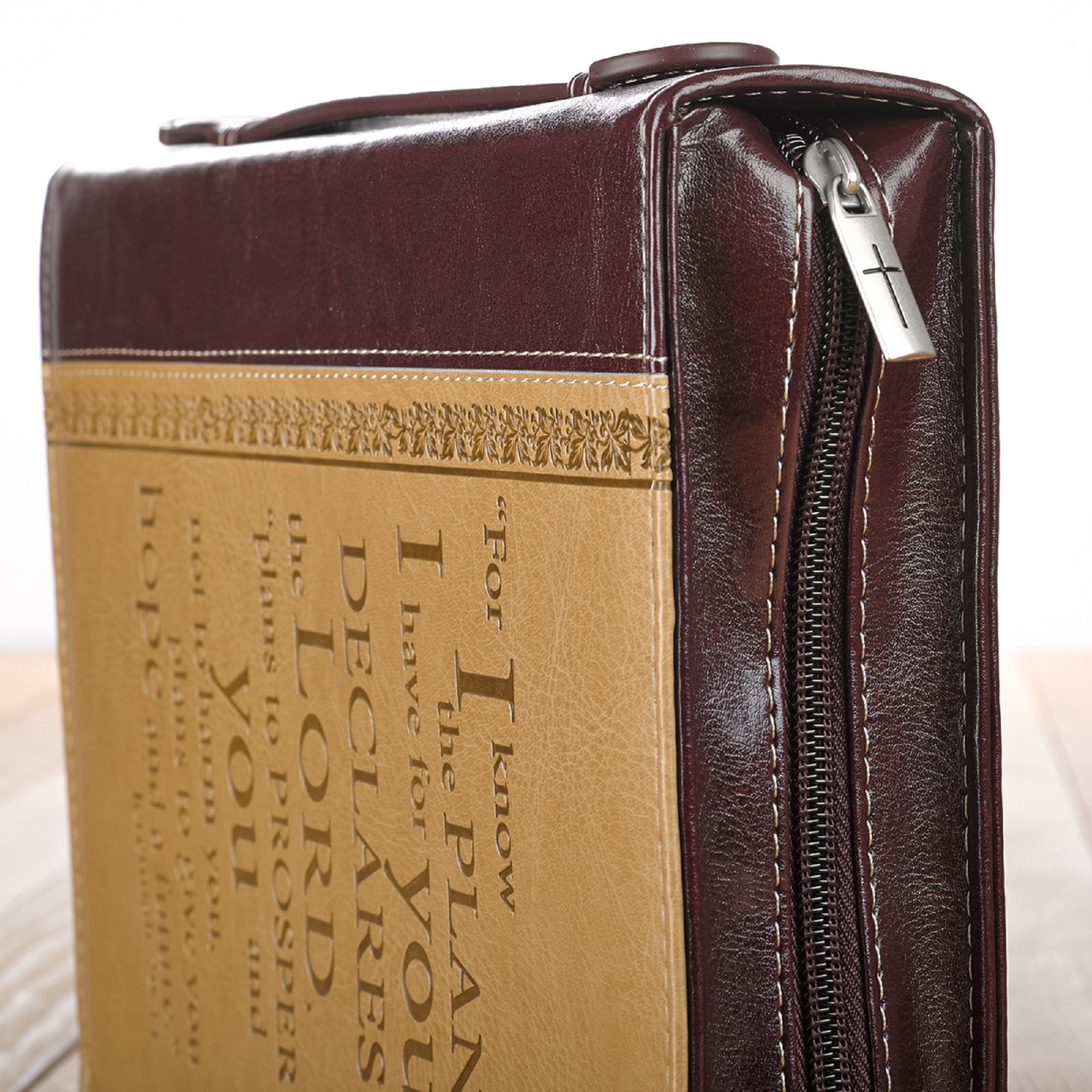 I Know the Plans Two-tone Brown Faux Leather Classic Bible Cover -  Jeremiah 29:11