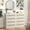 White, variant on GAOMON 8 Drawer Double Dresser for Bedroom, Rattan Chest of Dressers, Modern Wooden Dresser Chest with Golden Handles, Beside Table for Closet, Living Room and Entryway, White and Natural