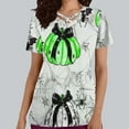 thumbnail image 2 of Stamzod Nursing Uniforms for Women Halloween Batss Pumpkin Printed Working Tee Shirts Short Sleeve Cross V Neck Scrub Tops with Pockets on Sale, 2 of 5