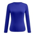 thumbnail image 4 of felwors Womens Long Sleeve Shirts Basic Compression Going Out Crop Tops Fall Fashion Y2K Clothes 2026 (Dark Blue, L), 4 of 4