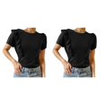 thumbnail image 1 of sweethay Camiseta de mujer con volantes de Color sólido Casual suelta Linda blusa para niñas fiesta escolar verano Top elegante ropa de moda Type17 NO17 sweethay CBP363437, 1 of 1