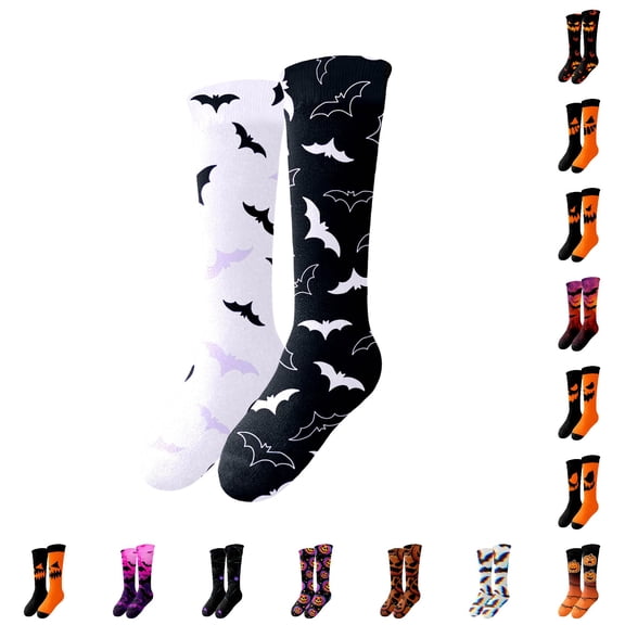 AWZXDE Halloween Crew Socks Cartoon Bat Print Mid Calf Socks for Adults Great for Fall Holiday Party and Season Daily Wear