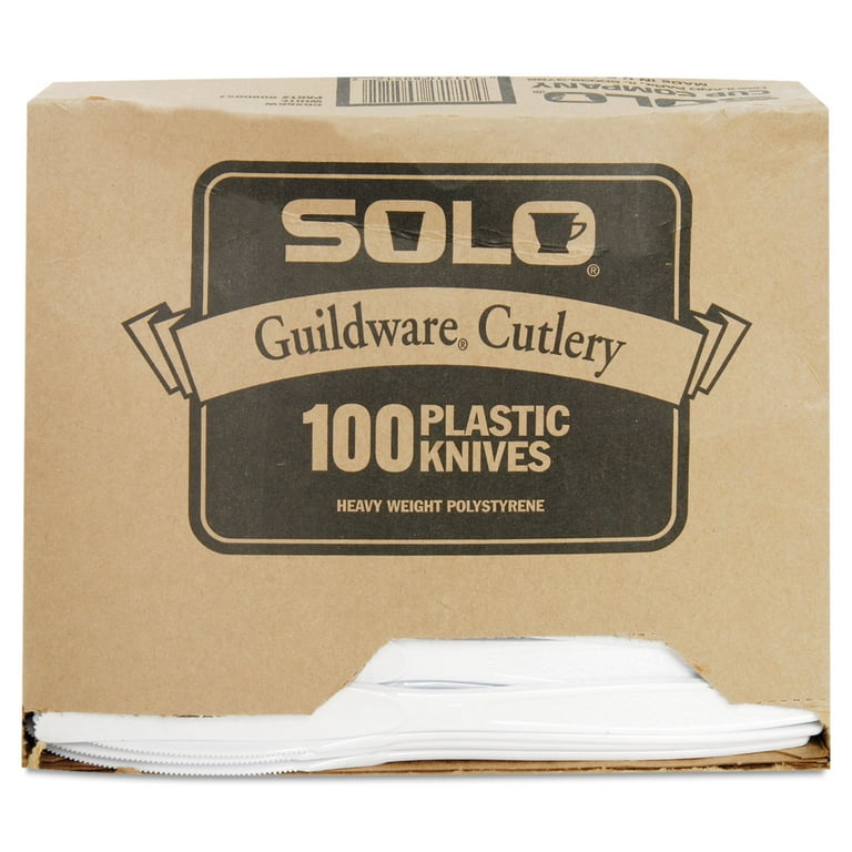 Guildware Extra Heavyweight Plastic Cutlery, Knives, White, 100/Box Guildware Extra Heavyweight Plastic Cutlery, Knives, White, 100/Box