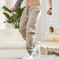 thumbnail image 5 of MELDVDIB Mens Cargo Pants Baggy Drawstring Elastic Waist Joggers Solid Color Stretch Outdoor Pants with Pockets Khaki M, 5 of 9